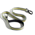 Durable grey and yellow bungee dog leash with padded handle and sturdy black metal clasp - Leash (QS-079) / Yellow