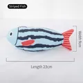 Gioco di peluche a forma di pesce a strisce blu e nere per gatti, 23 cm per 9 cm - Stile Pesce a Strisce / Coda Arancione