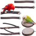 Natuurhouten vogelzitstokken set inclusief takken en platforms voor papegaaien spel - 2 Gevorkte + 4 Rechte Stokken + 2 Ronde Platen