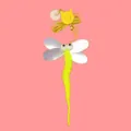 Interactive yellow dragonfly cat teaser toy with holographic wings and suction cup - Big Eyed Dragonfly