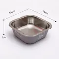 Durable square stainless steel pet food and water bowl with 14x14x6cm dimensions - Square Style / Gray / S