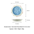 Ciotola anti-ingozzamento in ceramica a forma di fiore, capacità 150 ml. - Piatto Slow Feeder Pois Fiore / Piatto Singolo / Blu