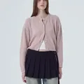 Stylish women's long sleeve crew neck button-up knit cardigan in a dusty pink finish - S / Tops / Lotus Pink