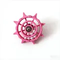 Pink parrot ship wheel spinning toy with rolling white pearls for bird cage decor - Pink (White Beads)