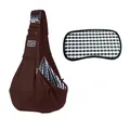 Detail of brown pet sling carrier bag with checkered lining and base board - Buckle Bag (With Checkered Bottom Plate) / 65x30x80cm / Coffee