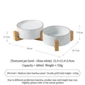 Juego de dos cuencos de cerámica para mascotas con soporte de bambú, patrón diagonal, 500 ml - Cuenco Doble Estilo Bajo