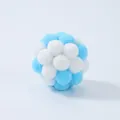 Soft blue and white plush pom-pom ball cat toy for interactive self-entertainment play - Blue & White