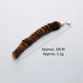 Striped furry cat wand refill attachment with small silver bell for interactive DIY cat toys - Black Brown Striped Fur Replacement Head (CT206)