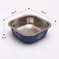 Square stainless steel pet bowl in blue, size 16x16x6cm for dogs and cats - Square Style / Blue / L