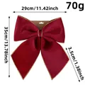 Large decorative red velvet Christmas bow with gold glitter edges and sizing labels - Large Red Gold Edge (Q3-48)