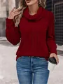 Fashionable women's red cowl neck ribbed knit sweater for casual autumn winter wear - S / Tops / Burgundy