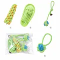 Durable 4-piece cotton rope dog toy set for aggressive chewers, teething relief toys - Slipper + Corn + Single Ear Ball + Toss Ball / Four-Piece Set