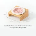 Ciotola anti-ingozzamento rosa in ceramica con supporto inclinato in bambù per animali - Piatto Griglia con Supporto Singolo / Set Supporto Ciotola Singola / Rosa