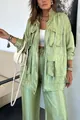 Detailed view of light green metallic cargo jacket featuring oversized utility pockets - S / Top And Bottom / Light Green