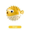 Durable beige pufferfish shaped dog toy for treat dispensing and molar teeth cleaning - Pufferfish Shape (JY-KY-2404271) / Beige