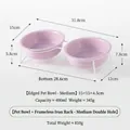 Gamelles doubles en céramique de taille moyenne avec support en métal blanc pour chats - Bol Moyen Avec Support Double / Violet