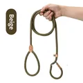 Durable heavy duty beige integrated braided P-rope slip lead dog leash for pet dogs - 6mm*150cm / Beige