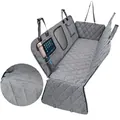 Waterproof gray quilted pet car seat cover with mesh window and storage pockets - Style CZD-U-01 / CZD-U-01 Gray (Cationic)