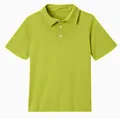 Children's casual short-sleeve solid color polo shirt in vibrant lime green for daily wear - Fluorescent Green