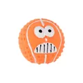 Orange latex dog squeaky ball toy with a funny textured monster face for pet play - Smiley Face Balls / Diameter 7.5cm / Orange