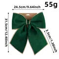 Large green velvet Christmas bow with gold glitter edge for DIY wreath and tree decor - Medium Green Gold Edge (Q3-44)