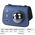 Navy blue foldable pet space capsule carrier bag with bubble window and shoulder strap. - Triple Hole Style / Navy Blue