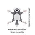 Grey raccoon plush dog chew toy with durable cotton rope knots for pet dental health - Grey Raccoon