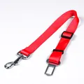 Ceinture de sécurité pour chien en nylon rouge robuste avec sangle réglable et clip métallique - Modèle Polyester / 2.5*60-70cm / Rouge Pur