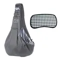 Close-up view of a dark gray pet carrier bag featuring its checkered removable base insert - Buckle Bag (With Checkered Bottom Plate) / 65x30x80cm / Dark Gray