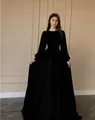 Elegant black French palace style maxi dress with pleated waist and long puff sleeves - S / Black