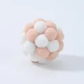 Macaron pink and white plush cat toy ball for interactive play and self-entertainment - Coffee and White