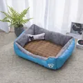 Soft blue candy-colored dog bed with grey fuzzy lining and cooling mat base - Bed with Mat and Pillow / 50*40cm (Under 2.5kg) / Sky Blue