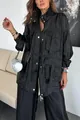 Detail of a black oversized utility jacket with large functional pockets - S / Top And Bottom / Black