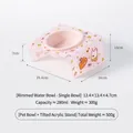 Tilted pink acrylic pet bowl stand with ceramic bowl dimensions and capacity specs - Small Water Bowl (Pink) with Tilted Pink Stand