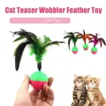 Pelota de juguete tentetieso con plumas para gatos, ejercicio interactivo y alivio del aburrimiento - Juguete Tentempié de Plumas