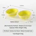 Diagramme de mesure pour bol double en céramique jaune pour animaux avec support - Bol Moyen Avec Support Double / Vert Fruit
