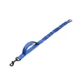 Durable blue bungee dog leash with reflective stitching and a comfortable padded handle. - Single Elastic Rope / Blue