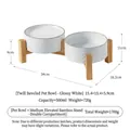 Juego de cuencos dobles de cerámica blanca con soporte elevado de bambú - Cuenco Doble Estilo Elevado
