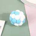 Soft blue and white plush pompom cat toy ball for interactive play - Blue & White