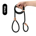 Durable black heavy-duty nylon P-rope dog leash with tan leather accents for training - 6mm*150cm / Black