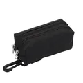 Durable black pet waste bag dispenser with double zipper and clip. - Black