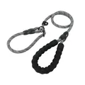 Durable integrated P-chain dog leash with ergonomic foam handle and zigzag pattern rope. - Silver