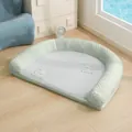 Zacht mintgroen zomerkoelbed voor huisdieren met berenborduursel - L-74*55CM / Muntgroen