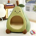 Lit douillet pour animaux en forme d'avocat, peluche semi-fermée pour chats et chiens - Maison Avocat Avec Couverture / Taille S (37x33x37cm)