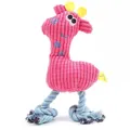 Pink giraffe plush dog squeaky toy with durable blue cotton rope legs for pet chewing. - Red Deer Style (duck-qq) / Single Set in OPP Bag / Red Reindeer
