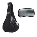 Close-up of black pet sling carrier bag featuring checkered lining and bottom plate - Buckle Bag (With Checkered Bottom Plate) / 65x30x80cm / Black
