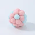 Premium soft plush cat toy ball featuring cute macaron pink and light blue color palette - Blue and Pink