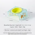 Elevated yellow ceramic pet bowl with tilted blue acrylic stand for cats and dogs - Small Water Bowl (Green) with Tilted Blue Stand