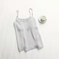Elegant satin silver-grey camisole with thin adjustable straps for women summer wear - M / Tops / Gray