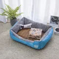 Cozy candy-colored pet bed in light blue with plush lining and a small cooling mat. - Four-Piece Set / 50*40cm (Under 2.5kg) / Sky Blue